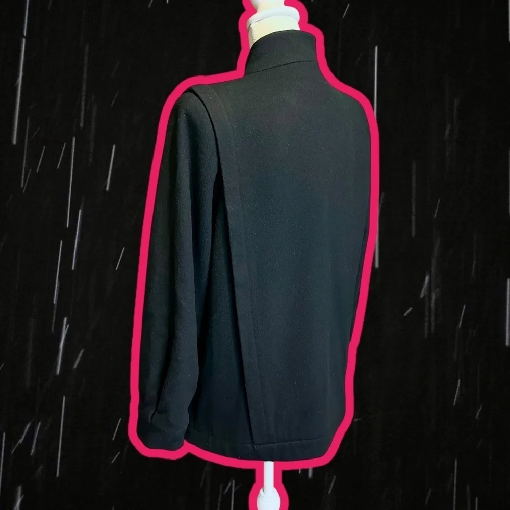 Mackintosh Vintage 100% Pure Wool Black Button-Down Long-Sleeve Pea Coat Size 8